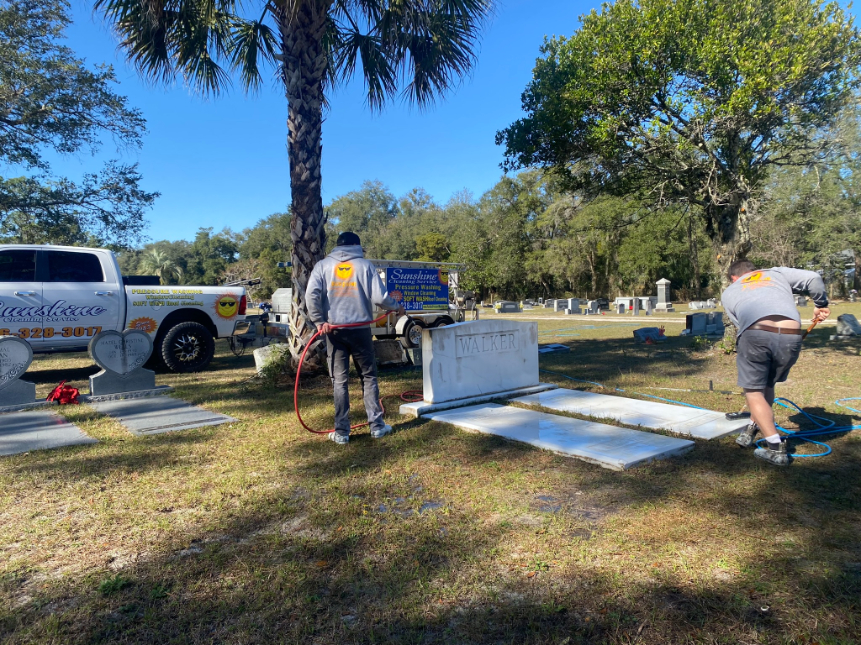 Headstone cleaning